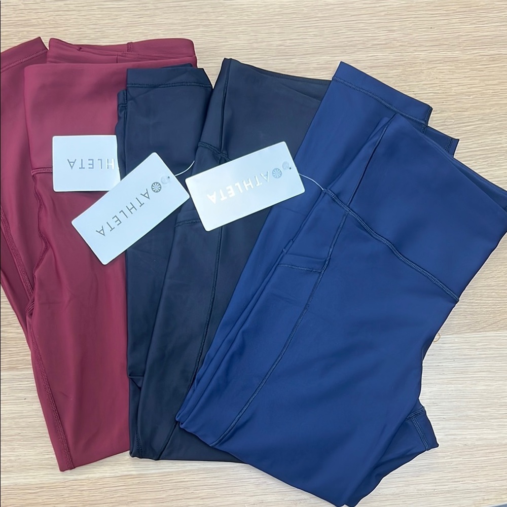 Athleta Leggings Set - Burgundy, Black, and Navy